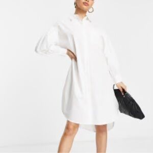 Vero Moda White Shirtdress Tunic Studded Collar Button Down Large L